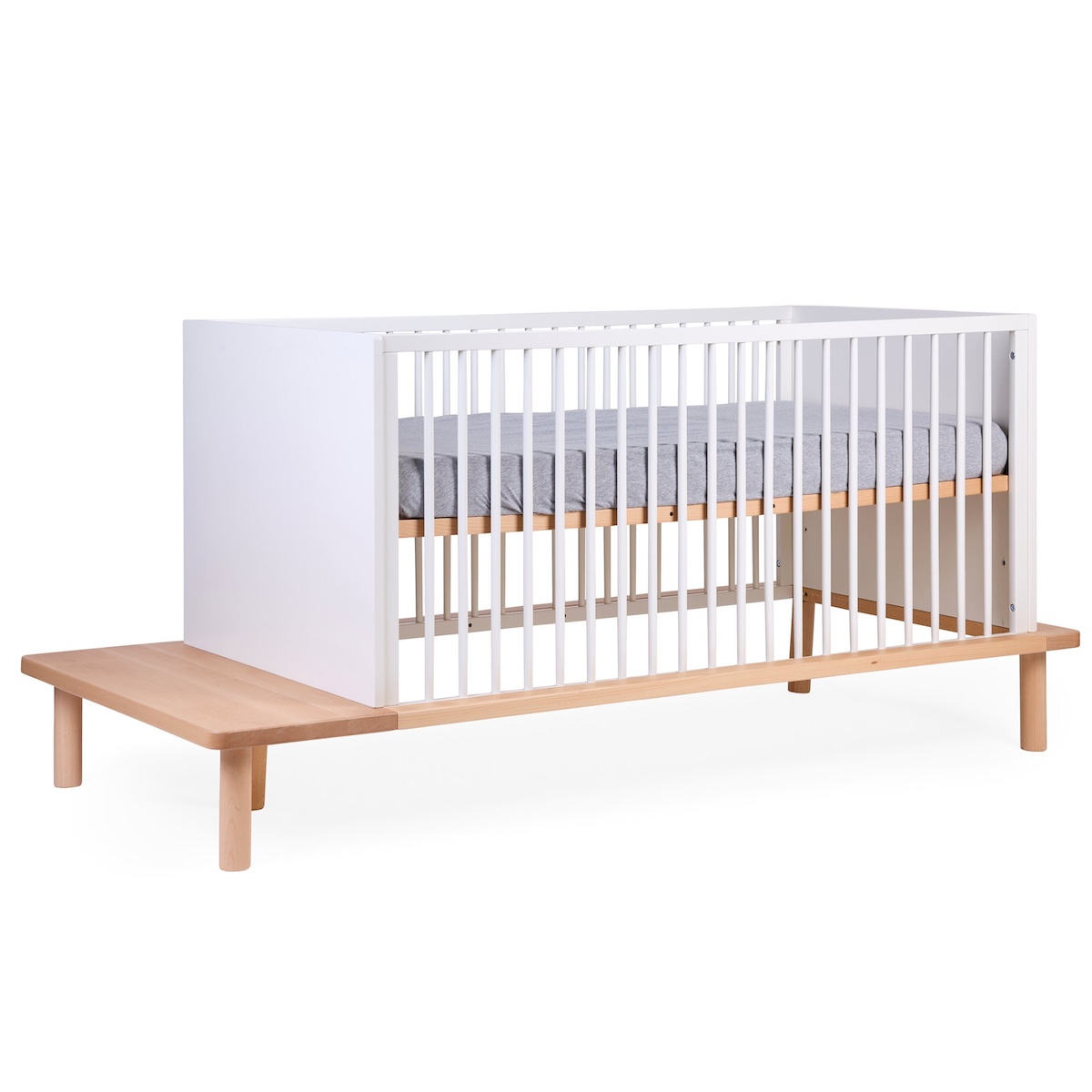 Lit évolutif 70x140cm avec barriere de lit EVOBED Childhome ecru naturel