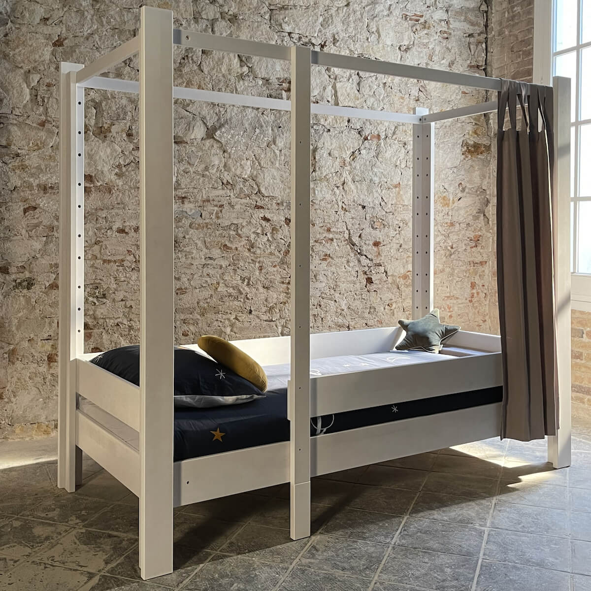 Lit évolutif 90x200cm 5 en 1 échelle frontale DESTYLE de Breuyn blanchi