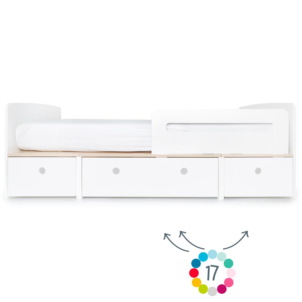 Lit évolutif 90x200cm COLORFLEX hors façades tiroirs