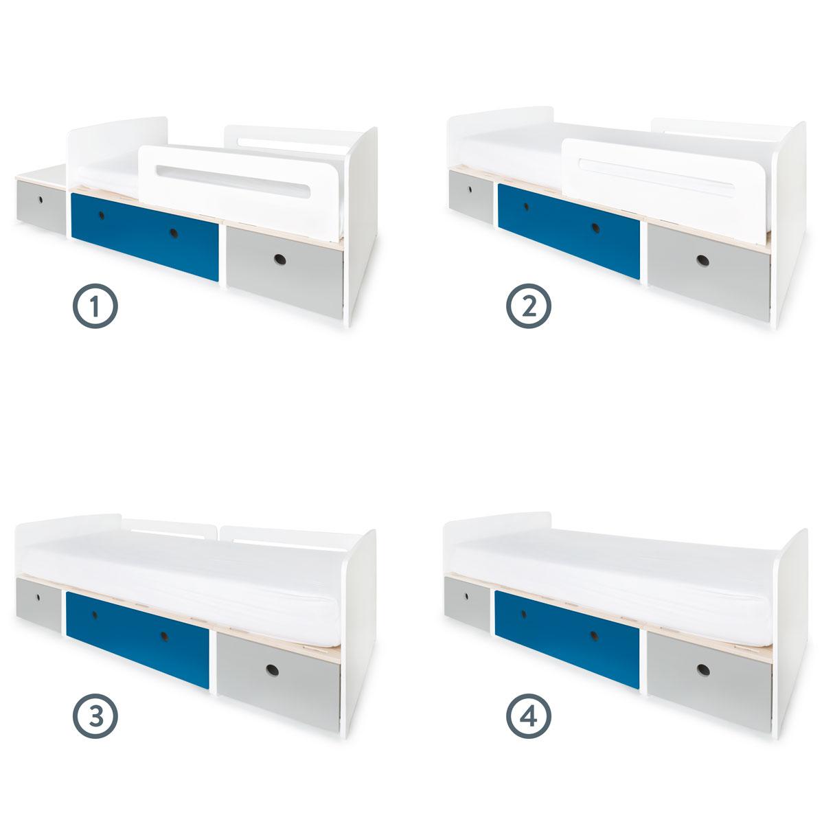 Lit évolutif 90x200cm COLORFLEX pearl grey-deep marine-pearl grey