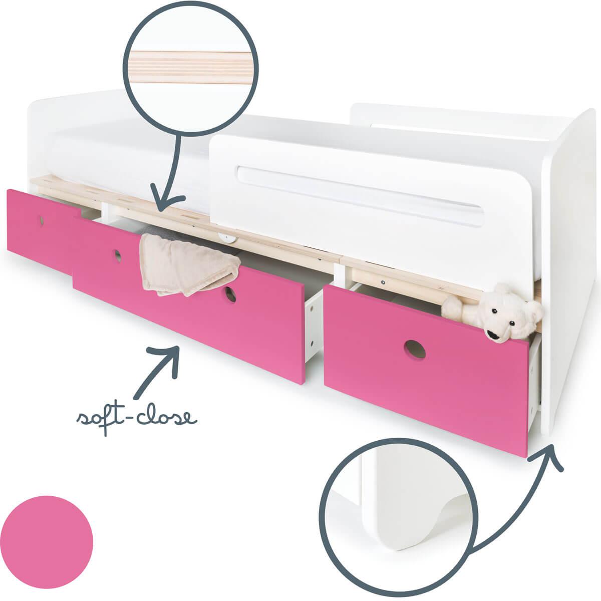 Lit évolutif 90x200cm COLORFLEX pink