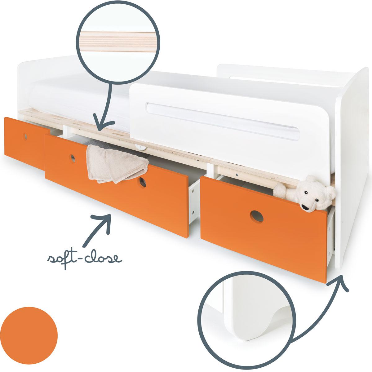 Lit évolutif 90x200cm COLORFLEX pure orange