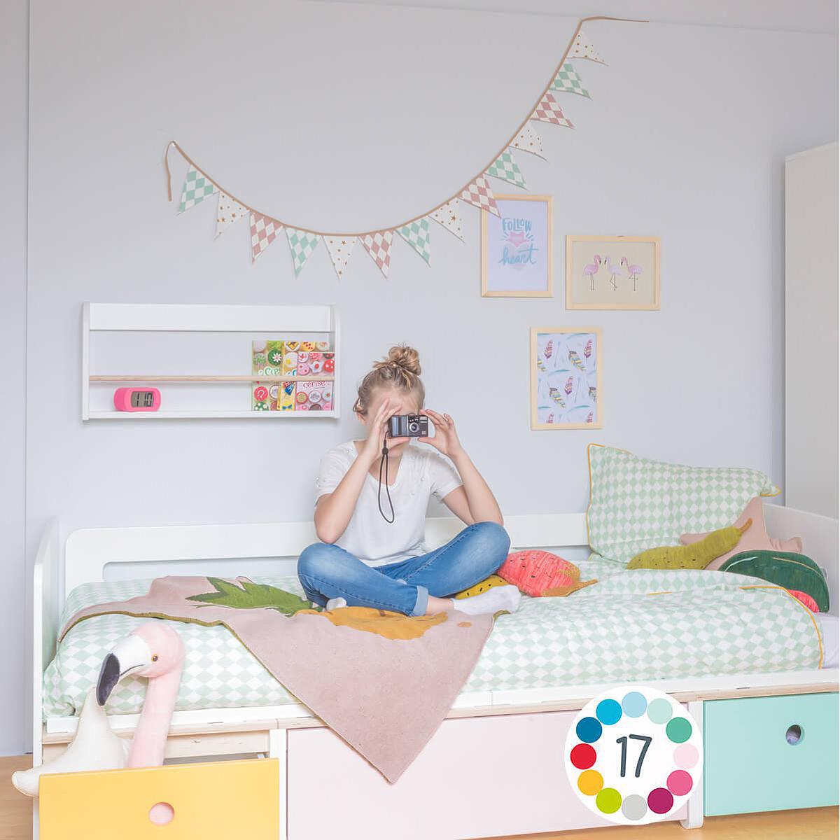 Lit évolutif 90x200cm COLORFLEX warm grey-lime-warm grey