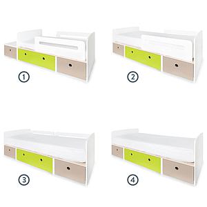 Lit évolutif 90x200cm COLORFLEX warm grey-lime-warm grey
