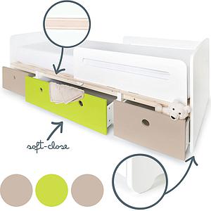 Lit évolutif 90x200cm COLORFLEX warm grey-lime-warm grey