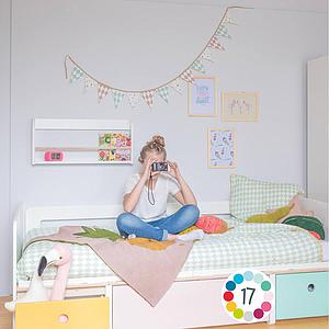 Lit évolutif 90x200cm COLORFLEX warm grey-lime-warm grey