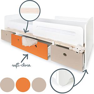 Lit évolutif 90x200cm COLORFLEX warm grey-pure orange-warm grey