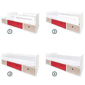 Lit évolutif 90x200cm COLORFLEX warm grey-true red-warm grey