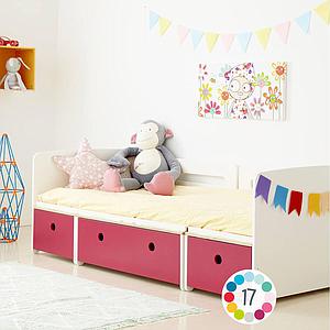 Lit évolutif 90x200cm COLORFLEX warm grey-true red-warm grey