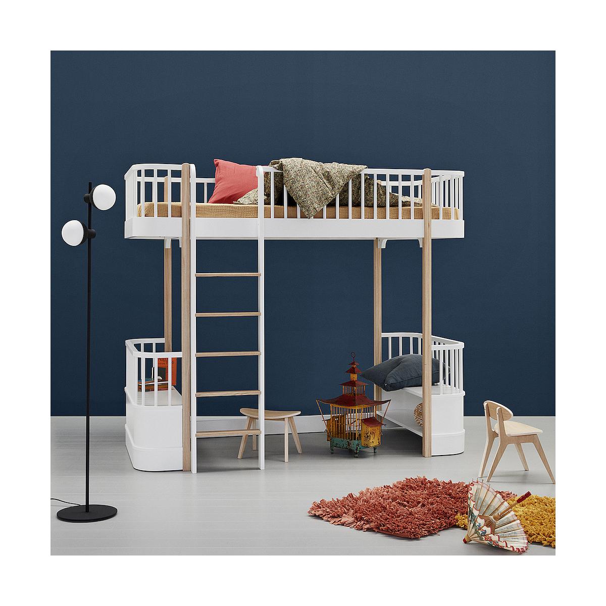 Lit évolutif mezzanine 90x200cm WOOD ORIGINAL Oliver Furniture blanc-chêne