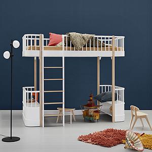 Lit évolutif mezzanine 90x200cm WOOD ORIGINAL Oliver Furniture blanc-chêne