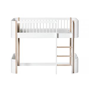 Lit évolutif mi hauteur 68x162cm WOOD MINI+ Oliver Furniture blanc-chêne
