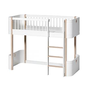 Lit évolutif mi hauteur 68x162cm WOOD MINI+ Oliver Furniture blanc-chêne