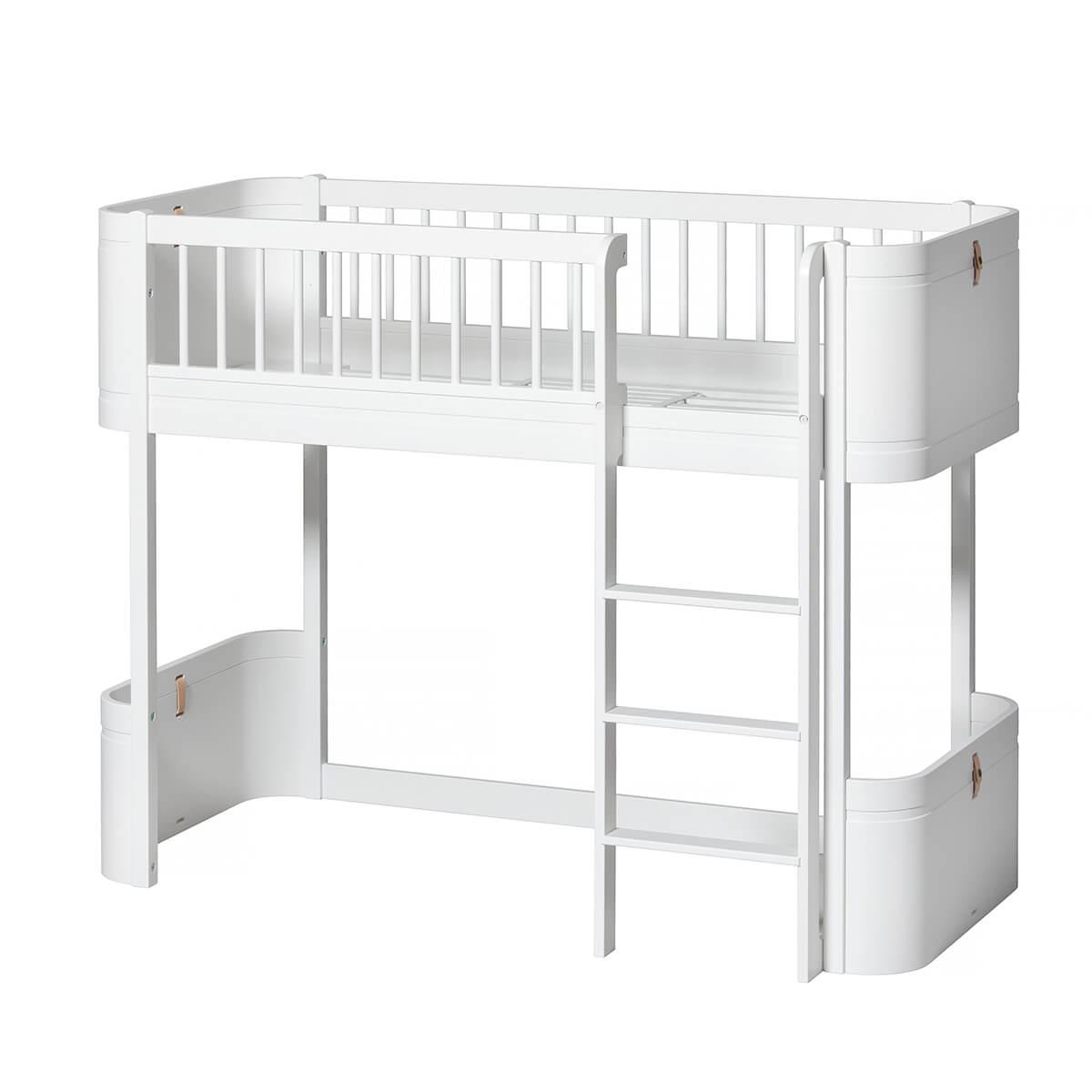 Lit évolutif mi hauteur 68x162cm WOOD MINI+ Oliver Furniture blanc