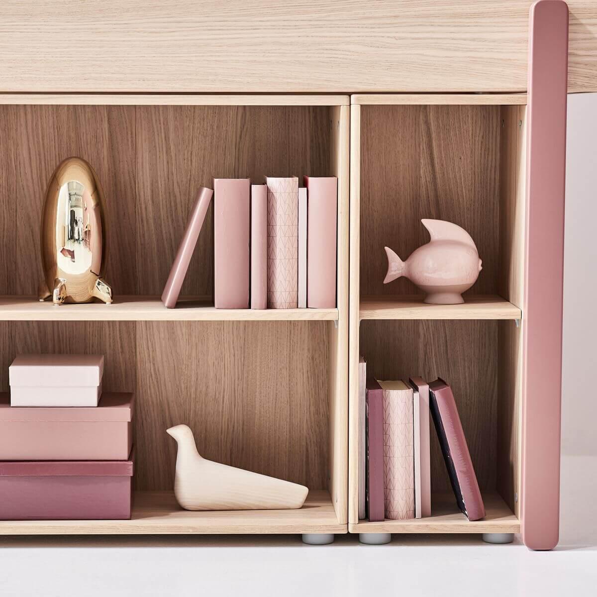 Lit évolutif mi hauteur 90x200cm échelle-droite POPSICLE Flexa chêne-kiwi