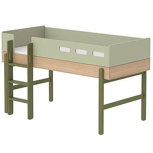Lit évolutif mi hauteur 90x200cm échelle-droite POPSICLE Flexa chêne-kiwi