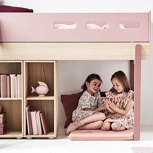 Lit évolutif mi hauteur 90x200cm échelle-droite POPSICLE Flexa chêne-kiwi