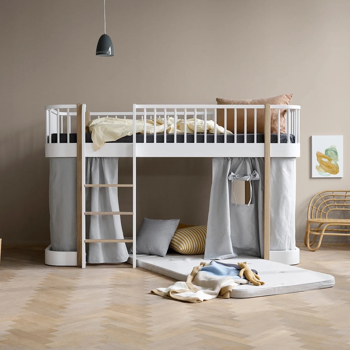 Lit évolutif mi hauteur 90x200cm WOOD ORIGINAL Oliver Furniture blanc-chêne