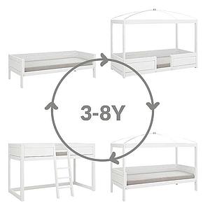 Lit évolutif-toit-rond 90x200cm 4 EN 1 Lifetime blanc