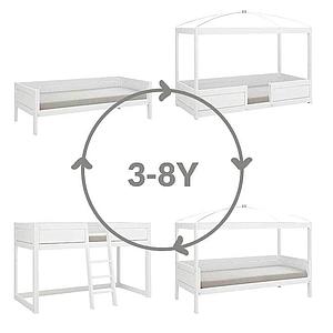Lit évolutif-toit-rond 90x200cm sommier LUXE 4 EN 1 Lifetime blanc