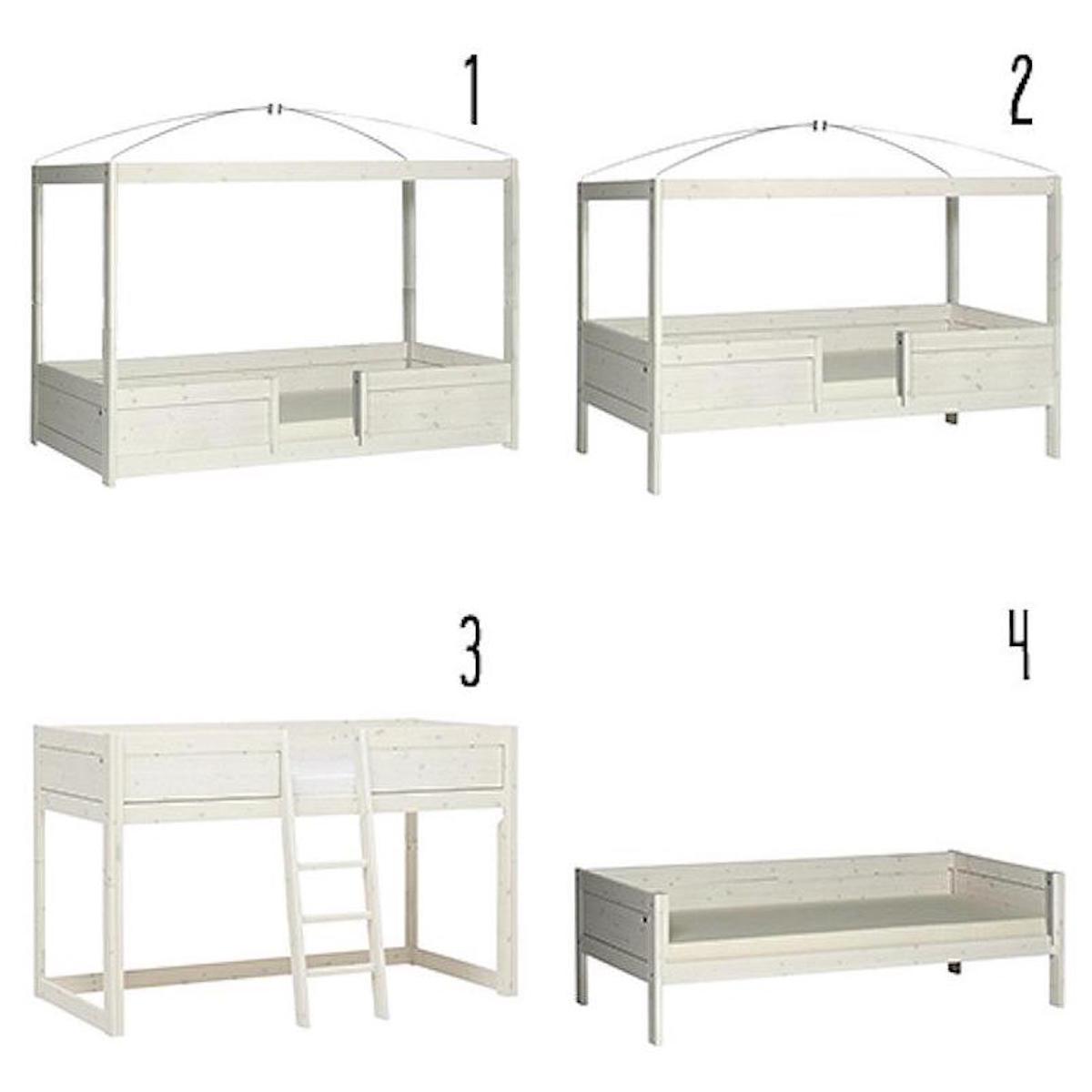 Lit évolutif-toit-rond 90x200cm sommier LUXE 4 EN 1 Lifetime blanchi