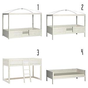 Lit évolutif-toit-rond 90x200cm sommier LUXE 4 EN 1 Lifetime blanchi