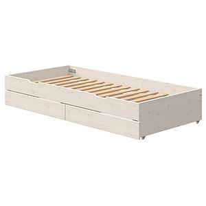 Lit gigogne 90x200cm 2 tiroirs lit bas CLASSIC Flexa blanchi