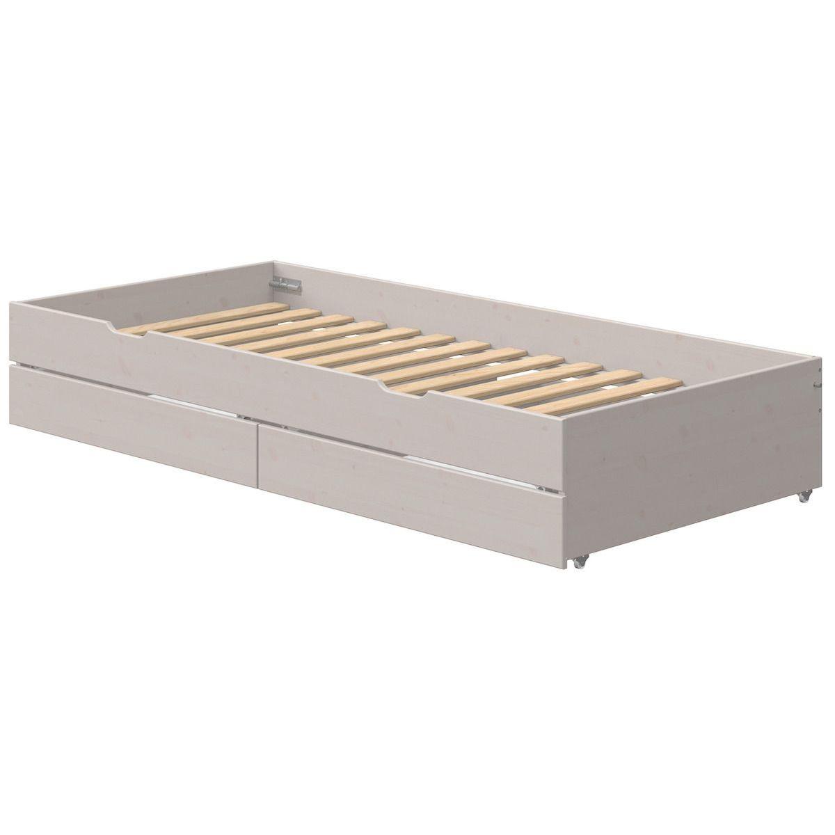 Lit gigogne 90x200cm 2 tiroirs lit bas CLASSIC Flexa grey washed