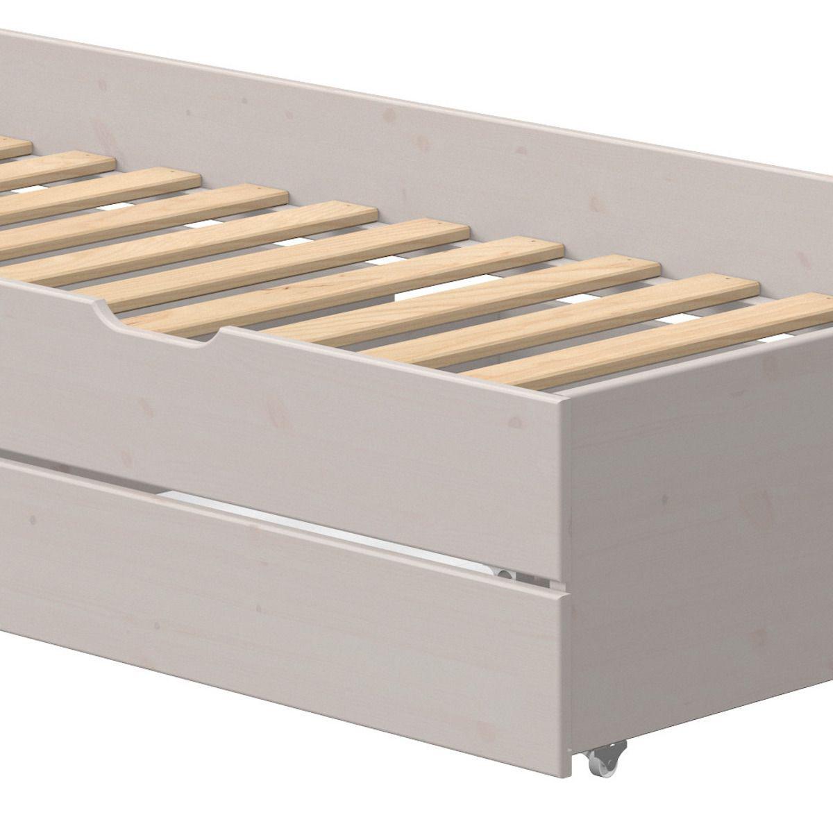 Lit gigogne 90x200cm 2 tiroirs lit bas CLASSIC Flexa grey washed