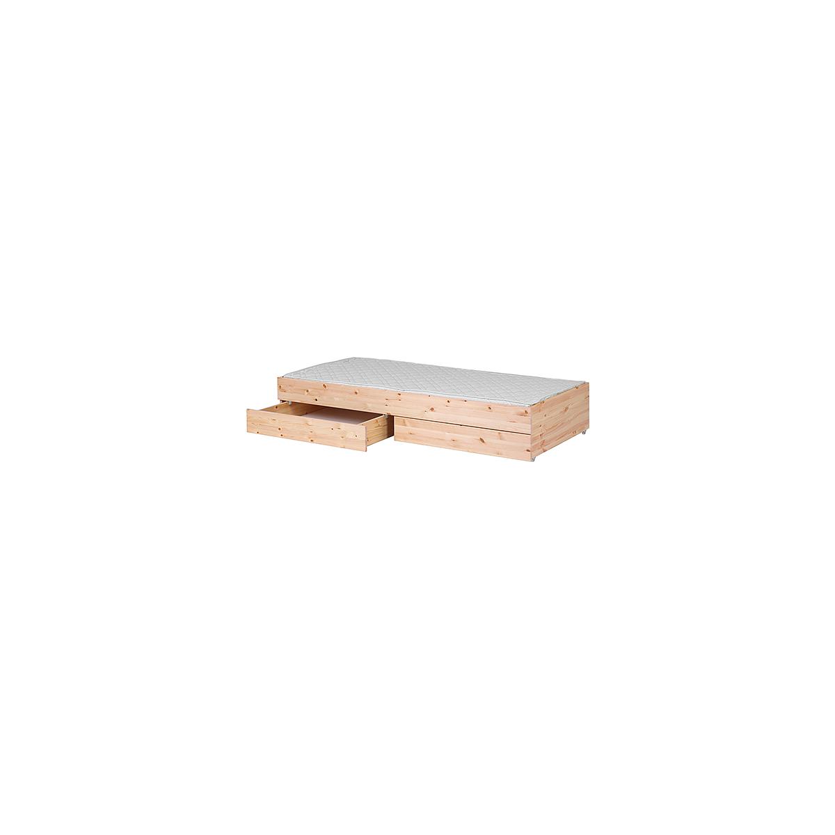 Lit gigogne avec 2 tiroirs pour lit classic naturel 90x200 cm by Flexa