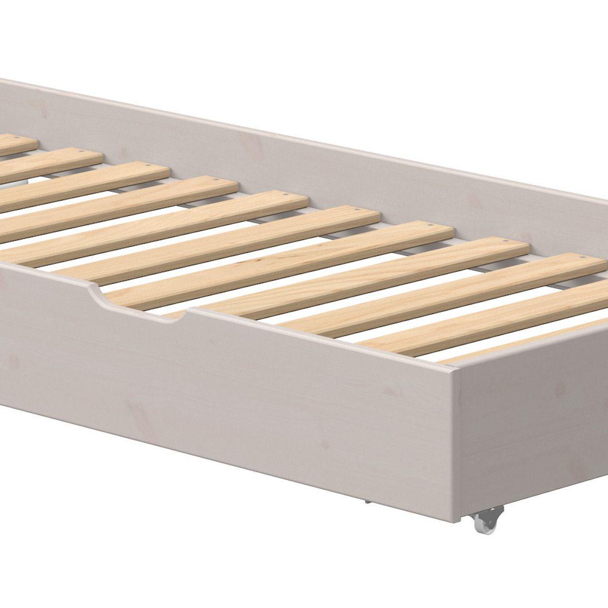 Lit gigogne pieds rabattables 90x200cm CLASSIC Flexa grey washed