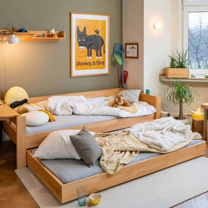 Lit gigogne sur roulettes 90x185cm DESTYLE de Breuyn naturel