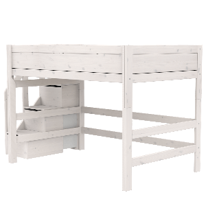 Lit haut 120x200x152cm escalier DELUXE Lifetime whitewash