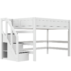 Lit haut 120x200x152cm escalier PREMIUM Lifetime white