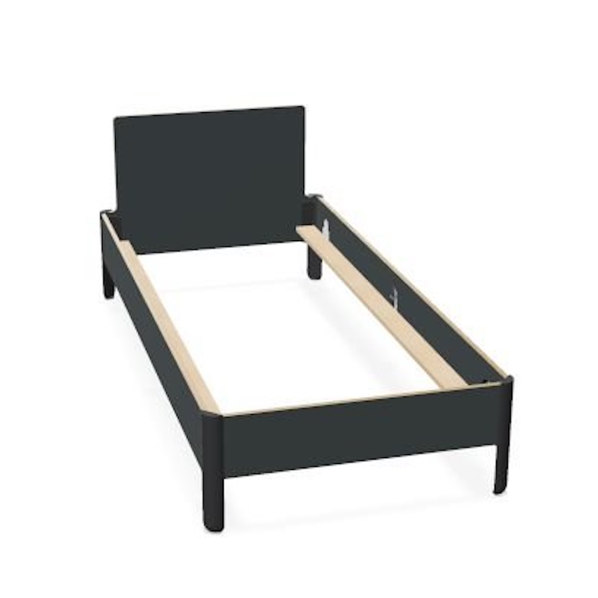 Lit individuel 120x200cm avec tête de lit CPL NAIT Müller Small Living anthracite bouleau