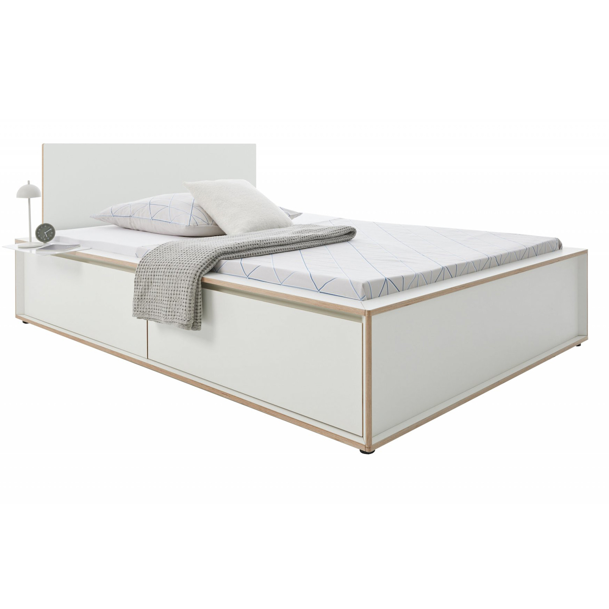Lit individuel 140x200cm avec tête de lit 2 tiroirs SPAZE Müller Small Living blanc