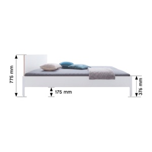 Lit individuel 140x200cm avec tête de lit CPL NAIT Müller Small Living blanc bouleau