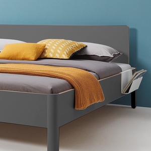 Lit individuel 140x200cm avec tête de lit NAIT Müller Small Living anthracite bouleau