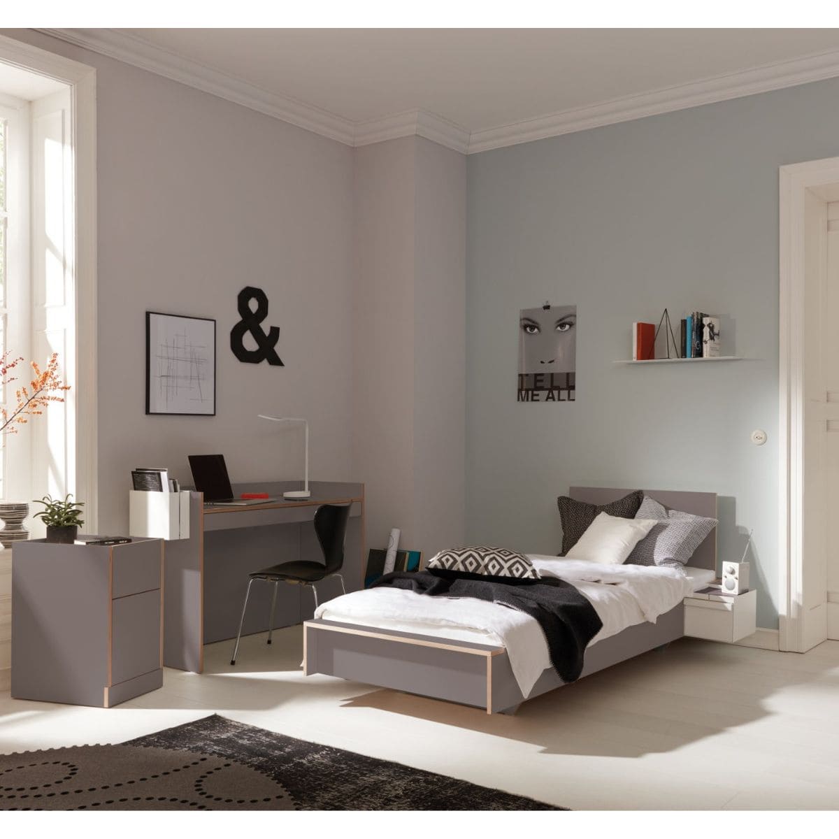 Lit individuel 90 CPL FLAI Müller Small Living anthracite