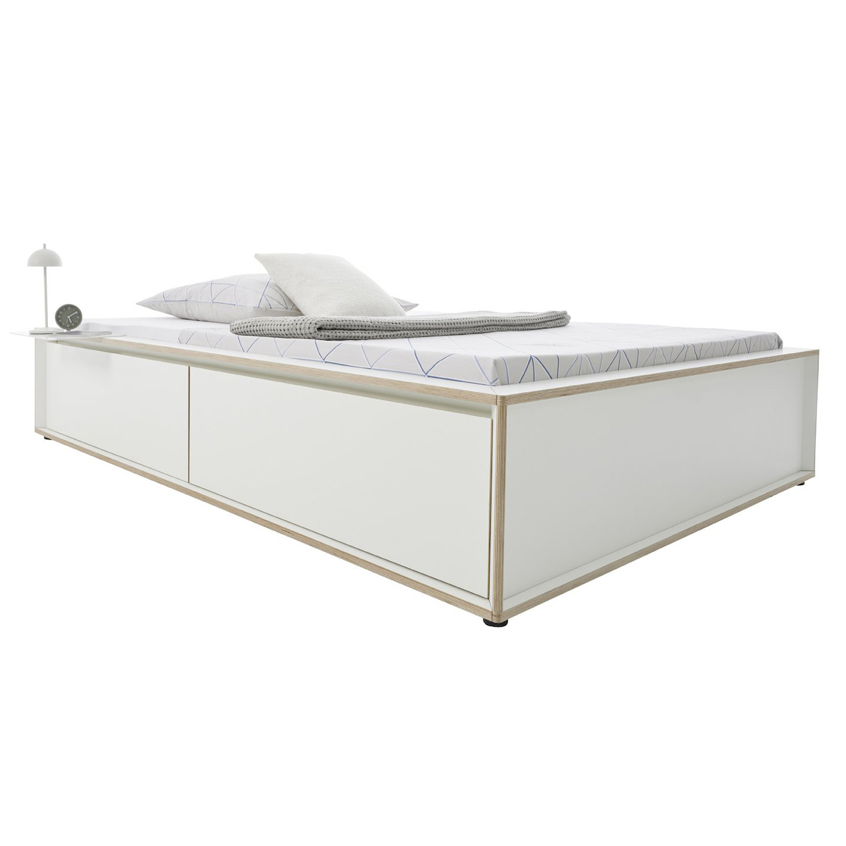 Lit individuel 90x200cm avec tête de lit 2 tiroirs SPAZE Müller Small Living blanc