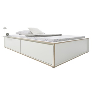 Lit individuel 90x200cm avec tête de lit 2 tiroirs SPAZE Müller Small Living blanc