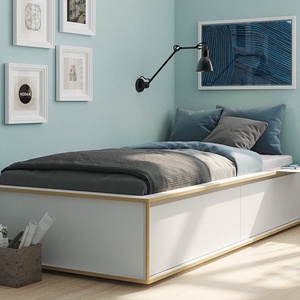 Lit individuel 90x200cm avec tête de lit 2 tiroirs SPAZE Müller Small Living blanc