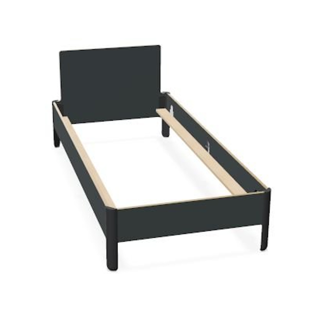 Lit individuel 90x200cm avec tête de lit CPL NAIT Müller Small Living anthracite bouleau