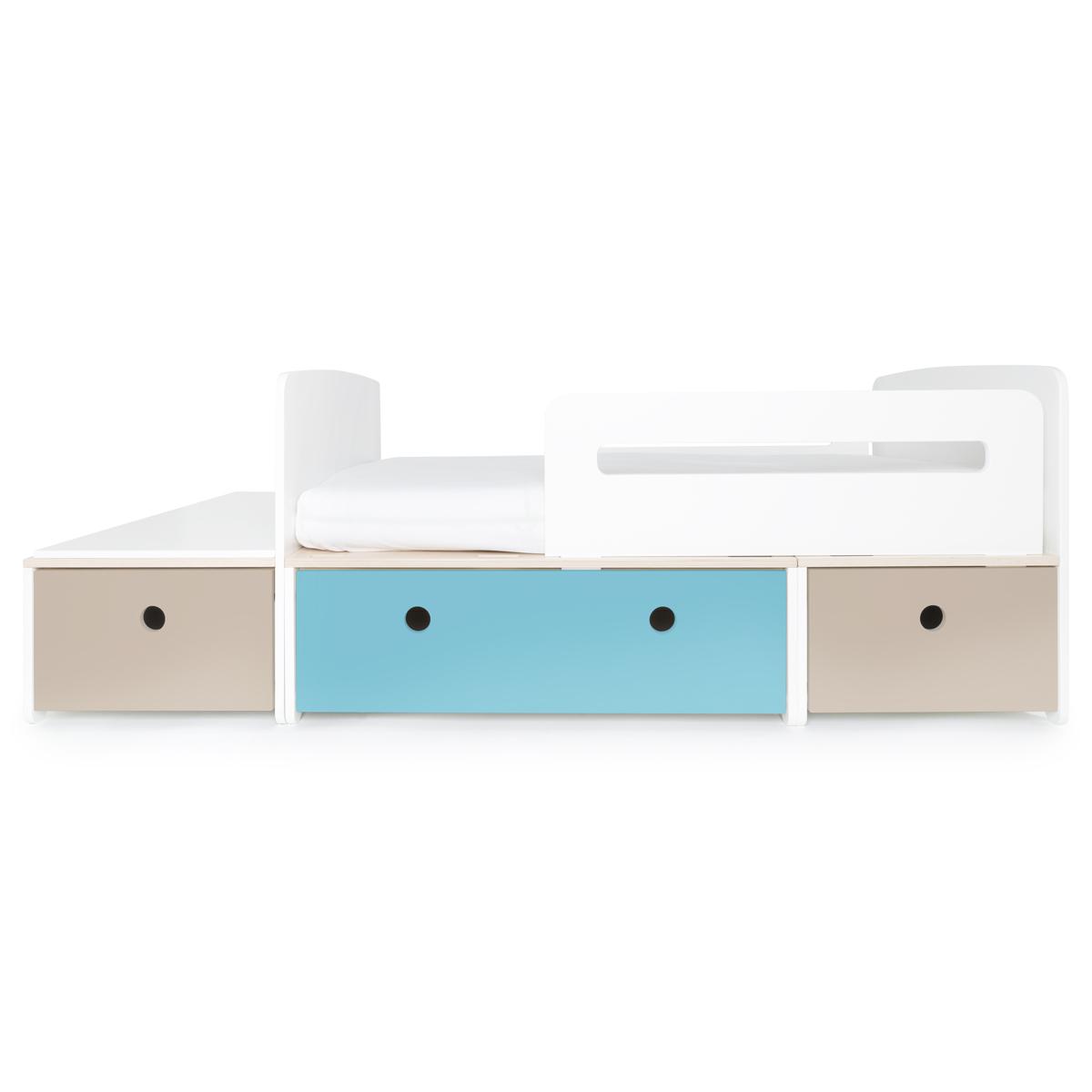 Lit junior évolutif 90x150/200cm COLORFLEX Abitare Kids warm grey-paradise blue-warm grey 