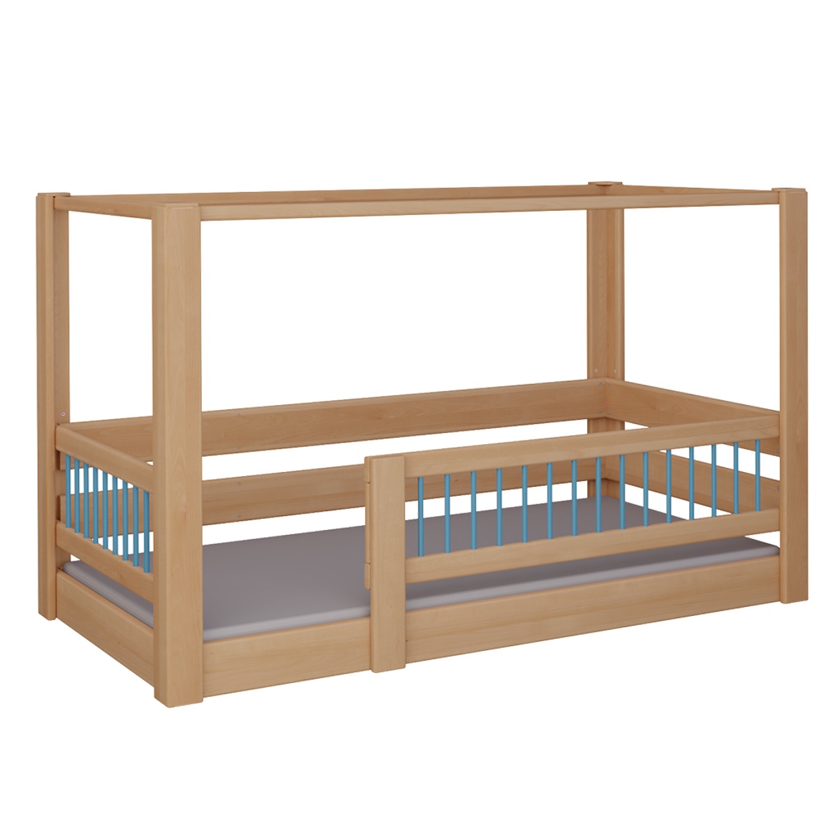 Lit Kubu baldaquin DELUXE de Breuyn naturel-bleu