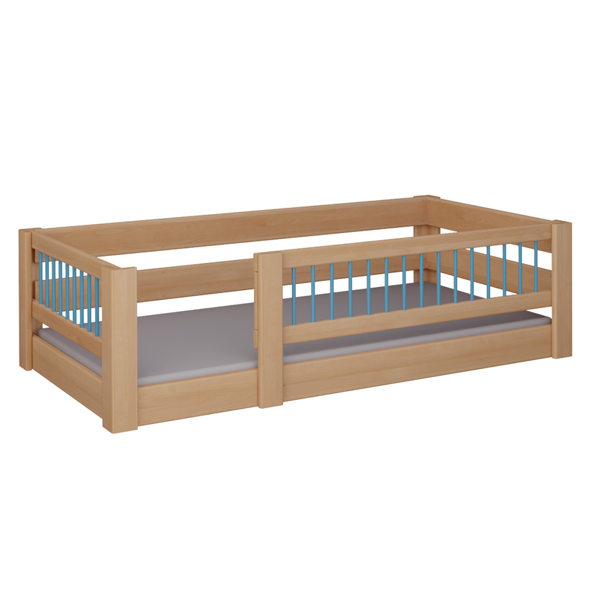 Lit Kubu bas DELUXE de Breuyn naturel-bleu