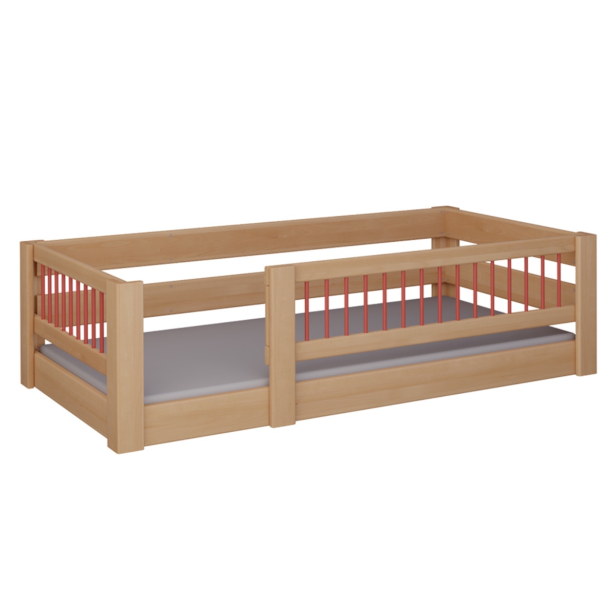 Lit Kubu bas DELUXE de Breuyn naturel-rouge