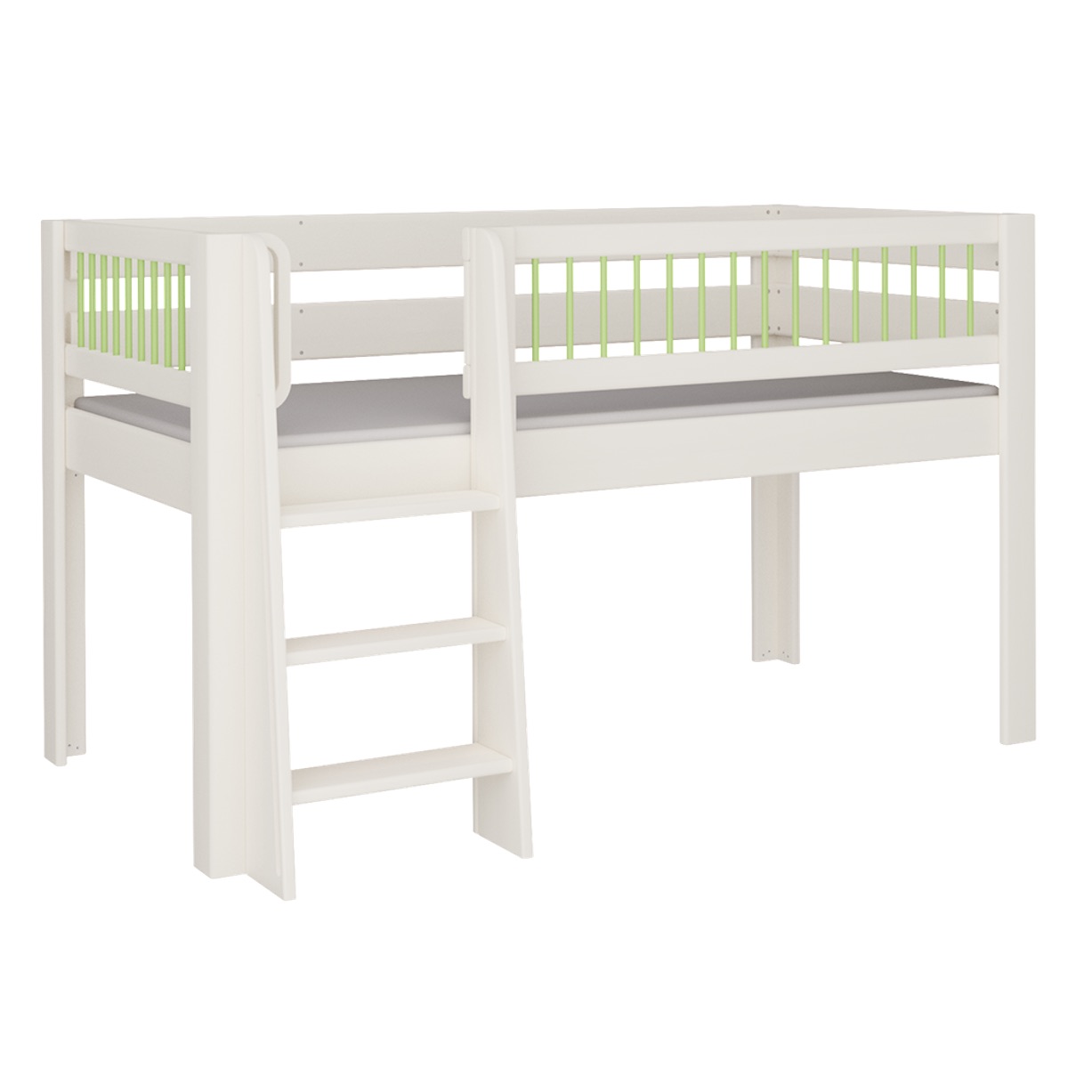 Lit Kubu mi-hauteur échelle DELUXE de Breuyn blanchi-vert