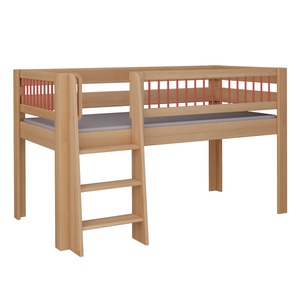 Lit Kubu mi-hauteur échelle DELUXE de Breuyn naturel-rouge