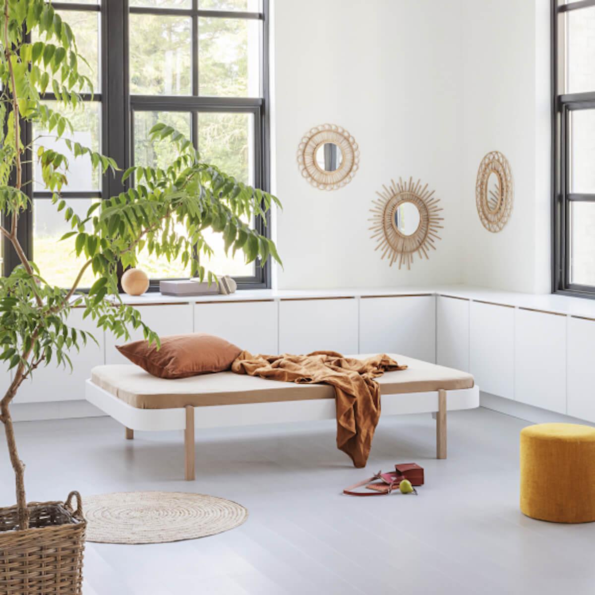 Lit Lounger 120cm WOOD Oliver Furniture blanc-chêne